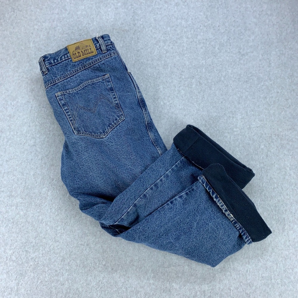 Old Mill Fleece Lined Jeans Mens 40x30 Blue Denim Straight Leg Insulated